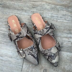Vaneli Snakeskin Pattern Mules with Buckle